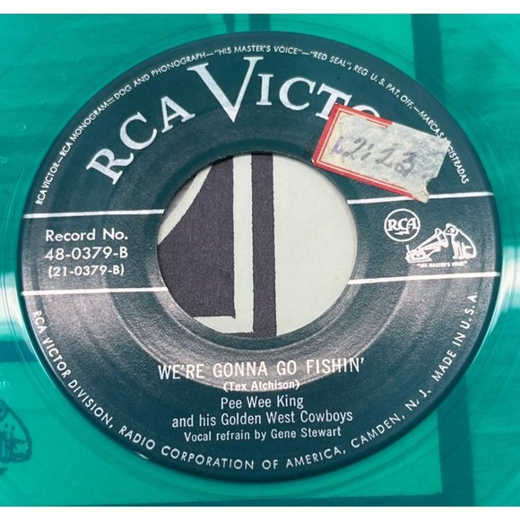 Pee Wee King Cincinnati Dancing Pig / We're Gonna Go Fishin 45 Green Vinyl - Picture 2 of 4